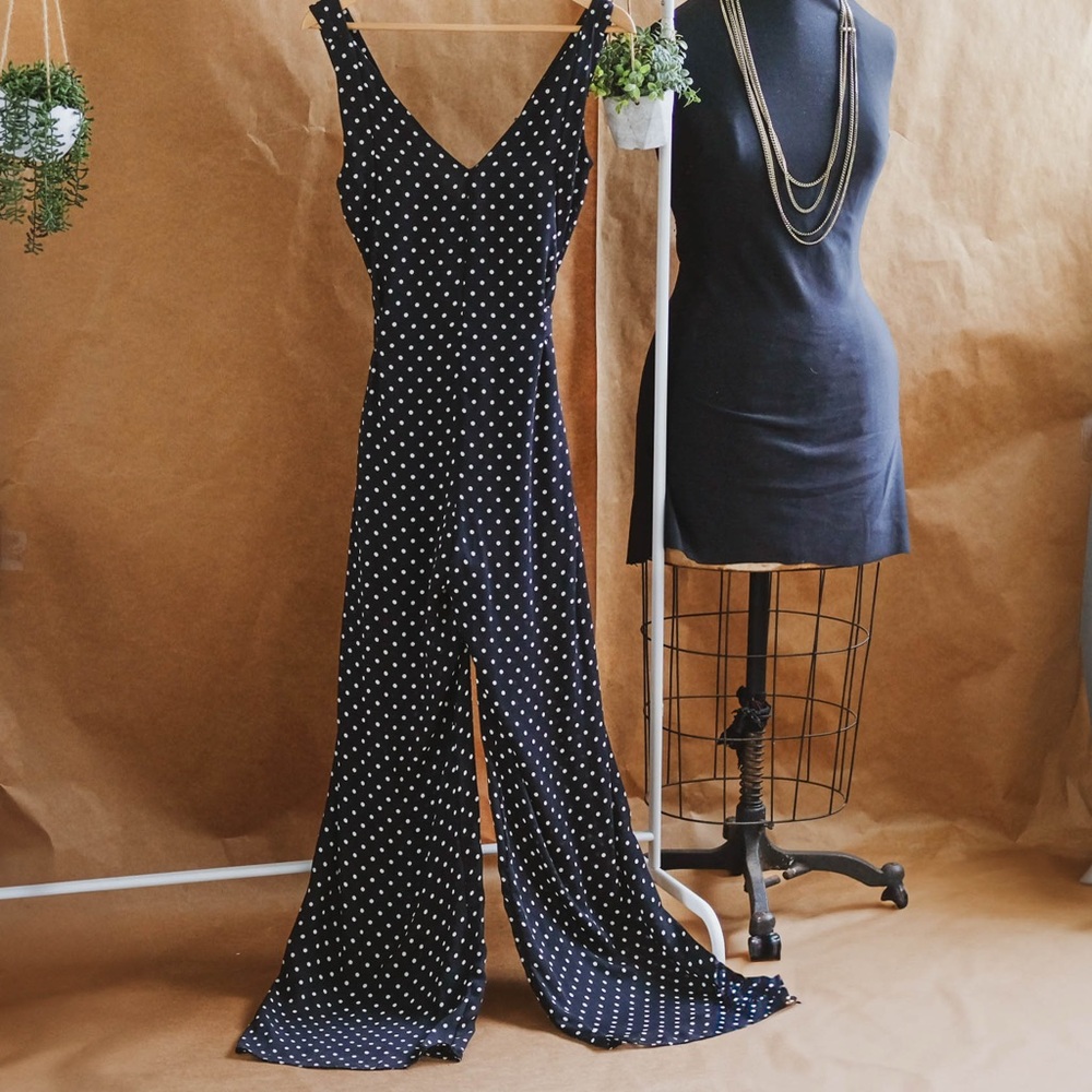 ✨ZARA BASIC Black Polka Dot Jumpsuit – Size XS